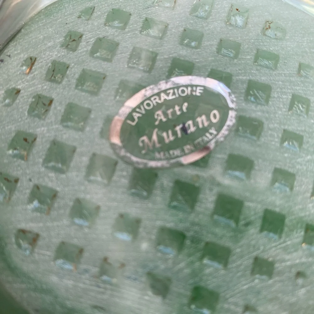 Vintage LAVORAZIONE Murano Art Glass Bowl Aqua green Made In Italy.. - Picture 6 of 7
